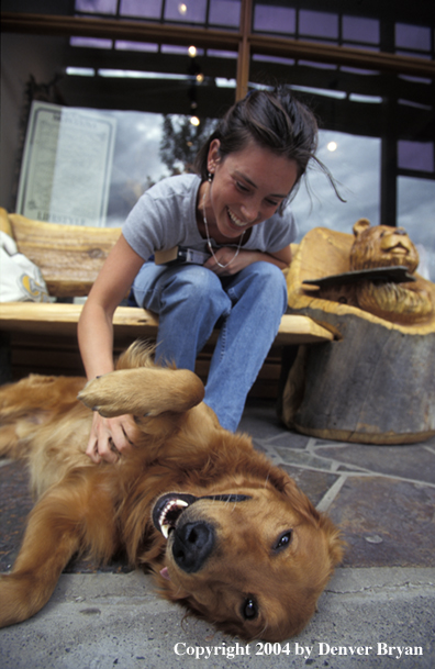 Woman with golden Retriever