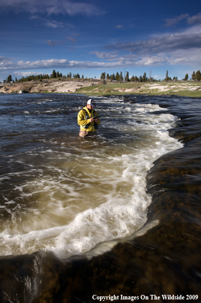 Flyfisherman on Firehole River.