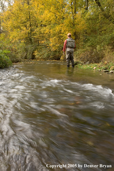 Flyfisherman walking downstream.