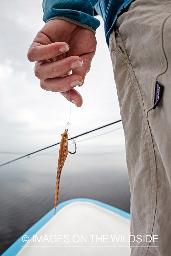 Flyfisherman with fly.