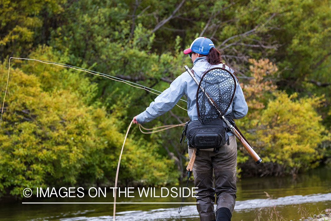 Camille Egdorf flyfishing on Nushagak river, Alaska.