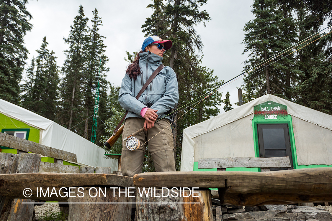 Camille Egdorf flyfishing on Nushagak river, Alaska.