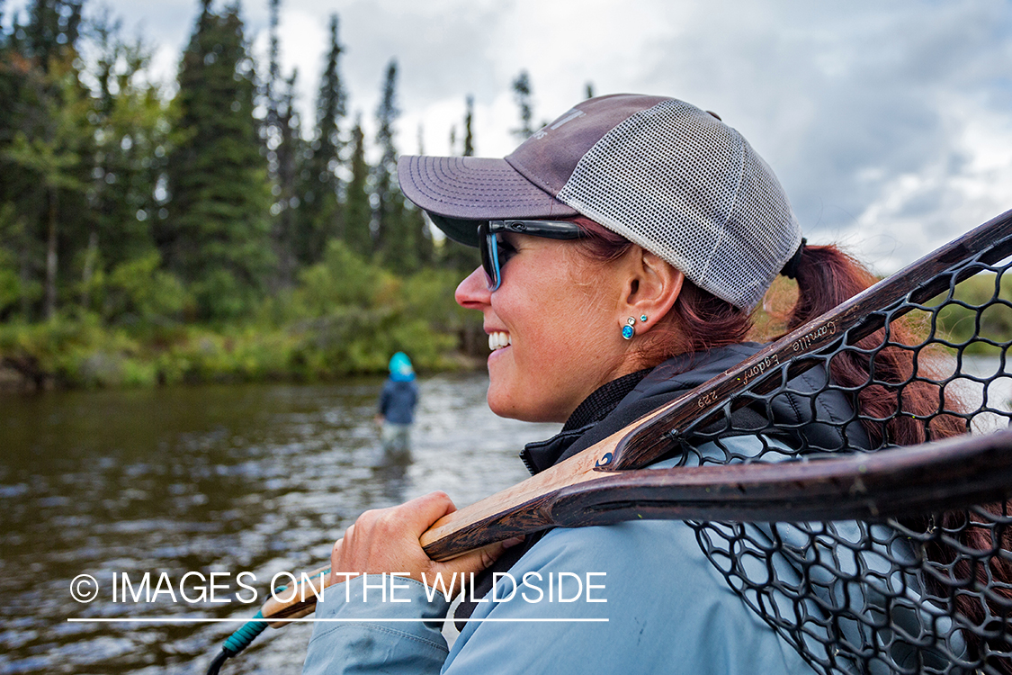 Camille Egdorf flyfishing on Nushagak river, Alaska.