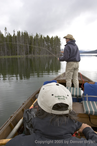 Flyfisherman fishing from driftboat.