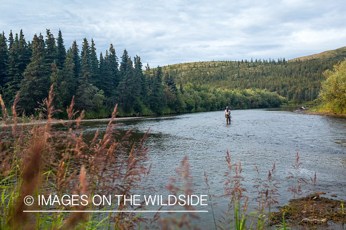 Camille Egdorf flyfishing on Nushagak river, Alaska.