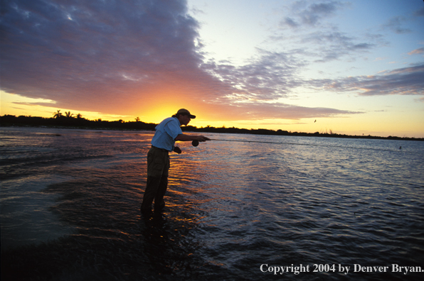 Saltwater flyfisherman fishing.