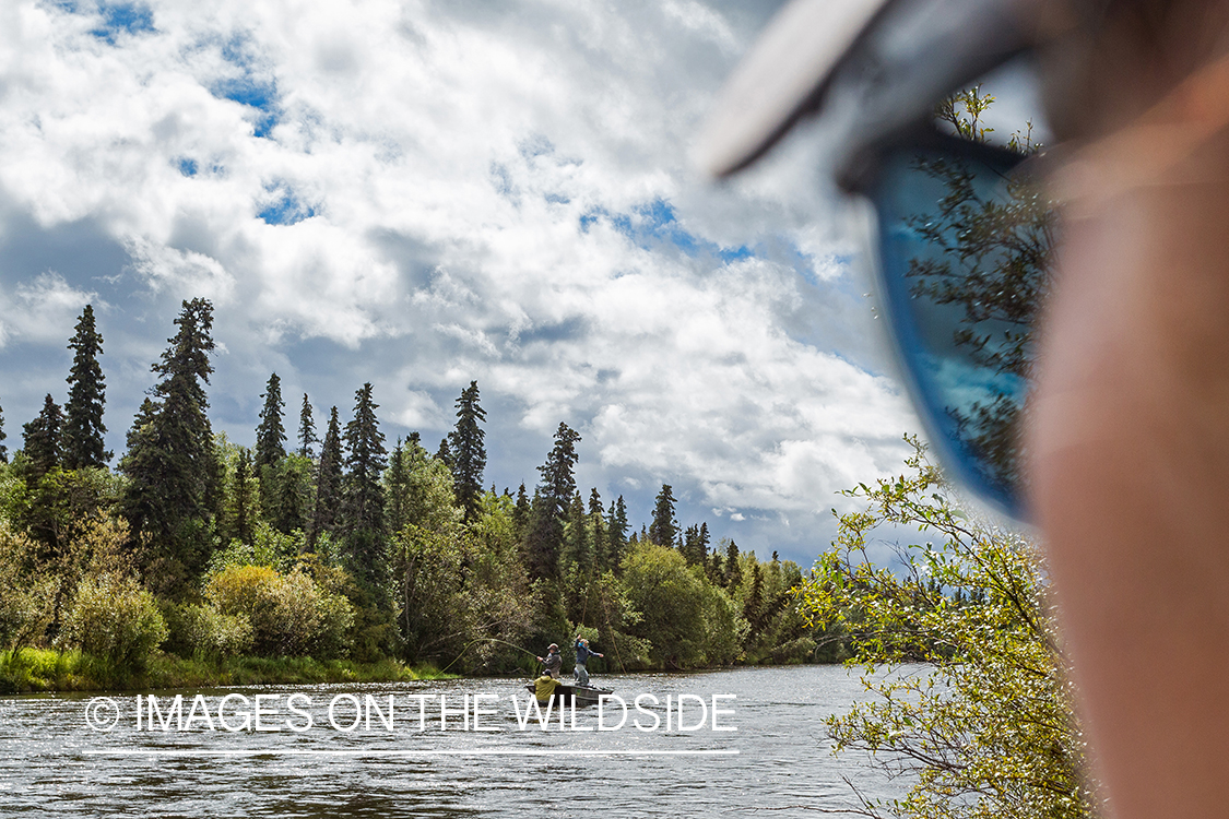 Camille Egdorf flyfishing on Nushagak river, Alaska.