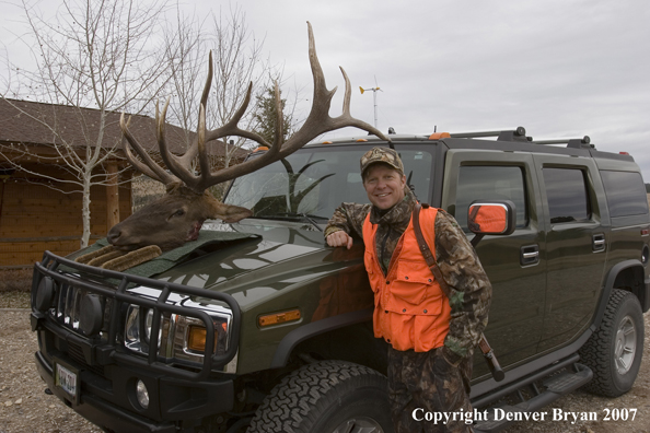 Elk hunters in field