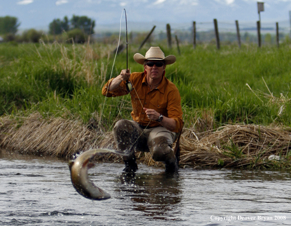 Flyfisherman fishing warm springs