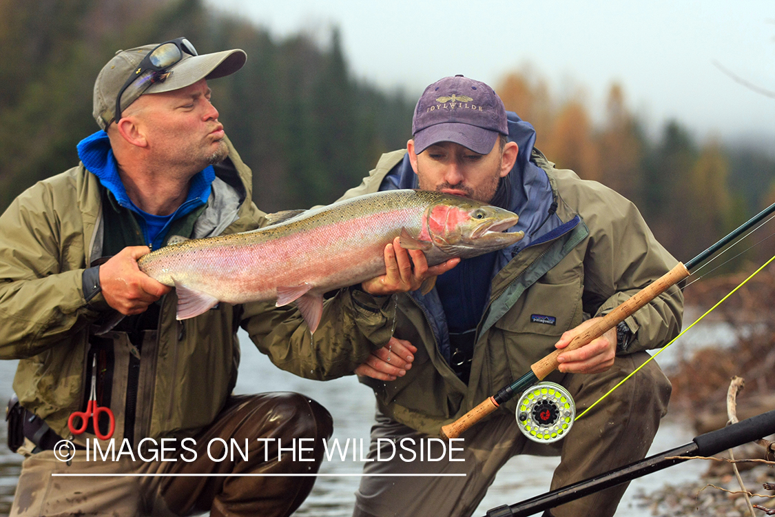 Flyfishermen with Steelhead.  