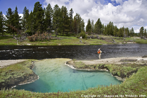 Flyfisherman on Firehole River