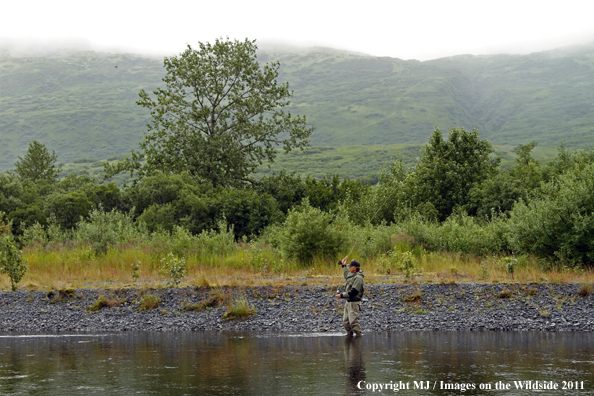 Flyfisherman on Kodiak Island, Alaska. 