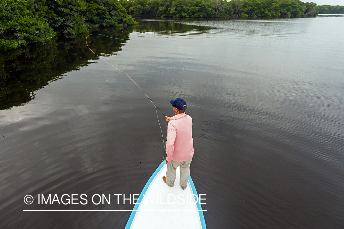 Flyfisherman casting line.