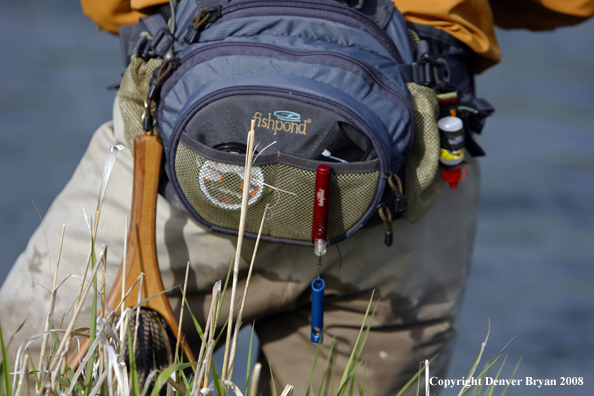 Flyfisherman fishing spring creek.