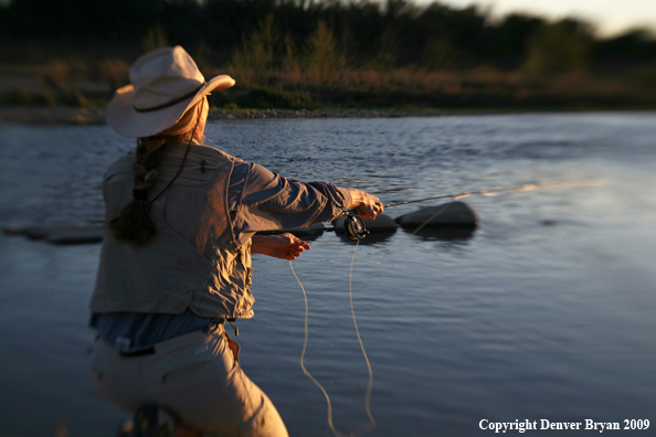 Woman flyfishing