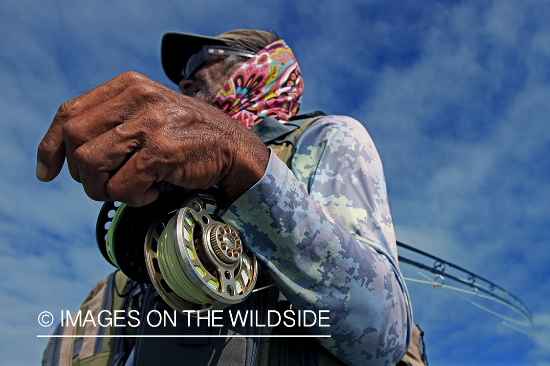 Veteran saltwater flyfishing guide, Moana, on Christmas Island.