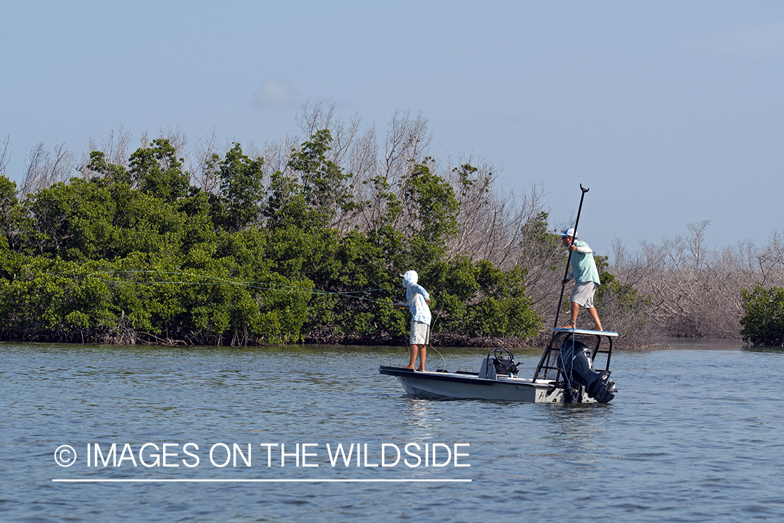 Flyfisherman casting to bonefish.