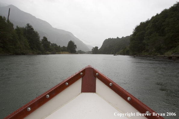 View of river from driftboat.