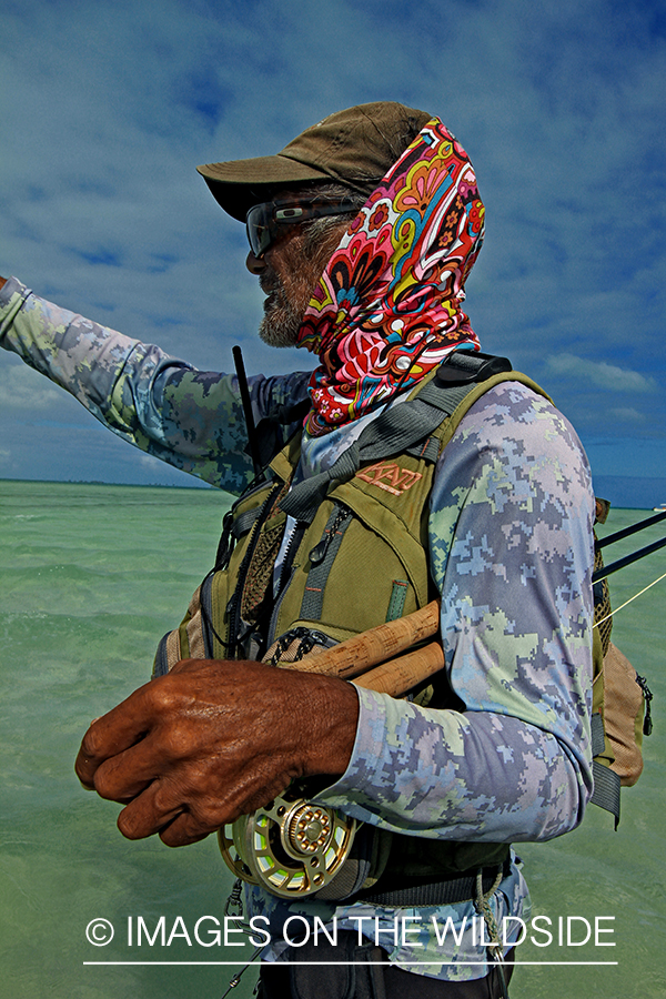 Veteran saltwater flyfishing guide, Moana, on Christmas Island.