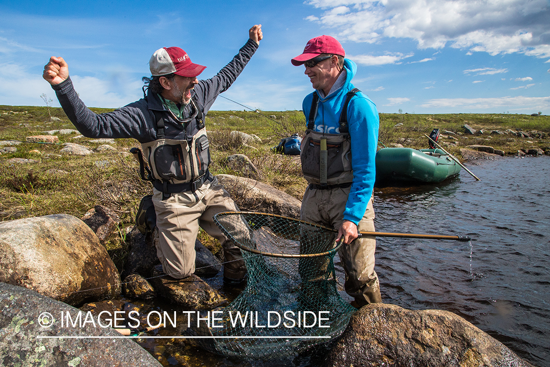 Flyfishing for Atlantic salmon on the Yokanga River in Russia.