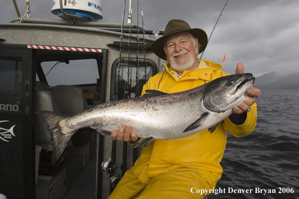 Fisherman with salmon.  