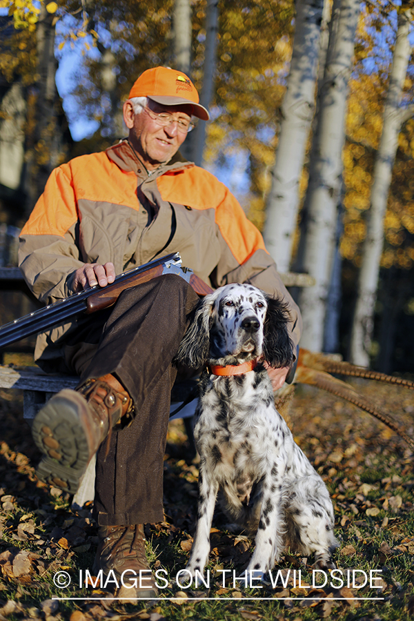 Hunter with English Setter in autumn.