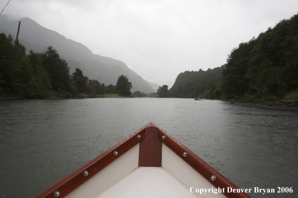 View of river from driftboat.