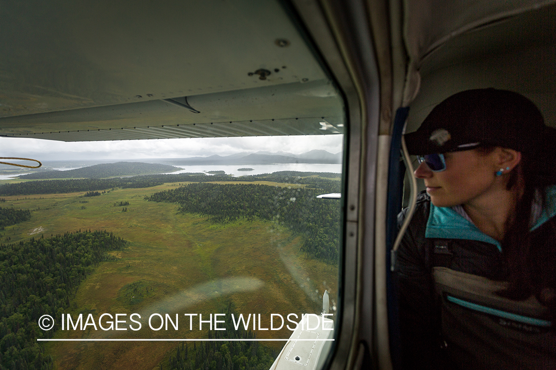 Flyfisher Camille Egdorf in bush plane.