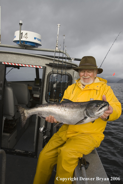 Fisherman with salmon.  