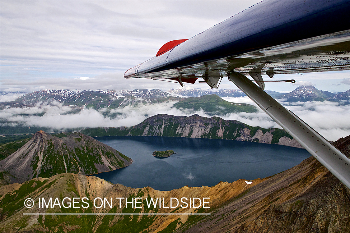 Float plane flying in Alaska.