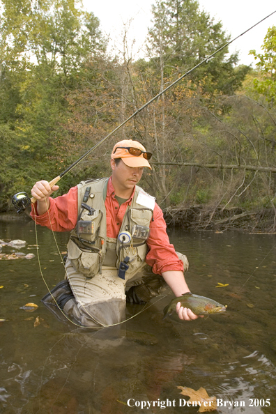 Flyfisherman with nice trout.