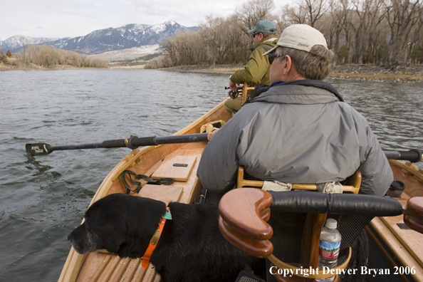 Flyfishermen in boat.